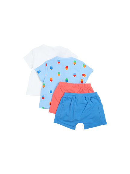 4 pieces Ice cream top and short set