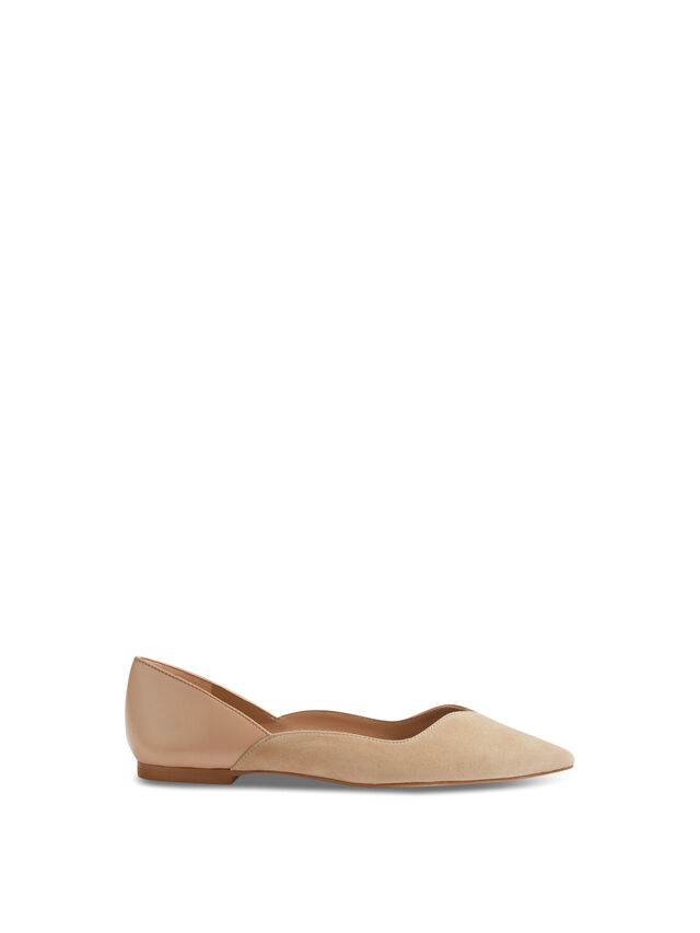 Iris Beige Suede And Leather Sweetheart Flats