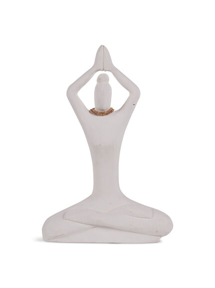 Hand Carved Yoga Lady White  Large