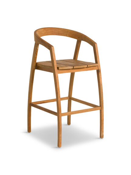 Grenada  Reclaimed Teak Wood Open Back Barstool With Arms