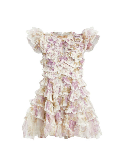 Wisteria Ruffle Lace Micro Mini Dress