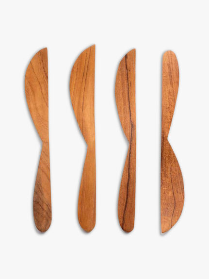 Reclaimed Teak Root Wood Knife Set of 4