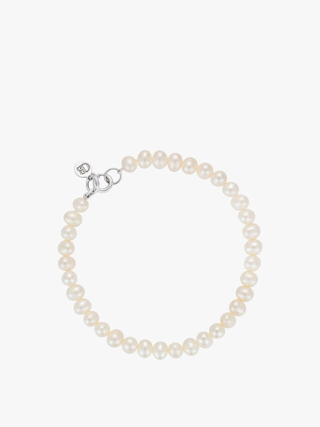 White Button Pearl Bracelet