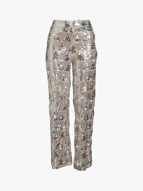 Silver Sequin Flare Trouser