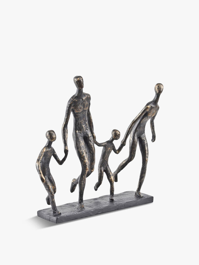 Antique Family Of Four Holding Hands Sculpture