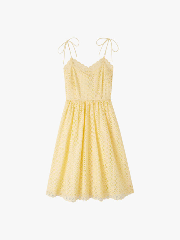 Francoise Yellow Cotton Broderie Anglaise Sun Dress