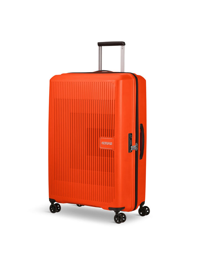 American Tourister Aerostep Spinner 77cm Small Expandable Suitcase, Bright Orange