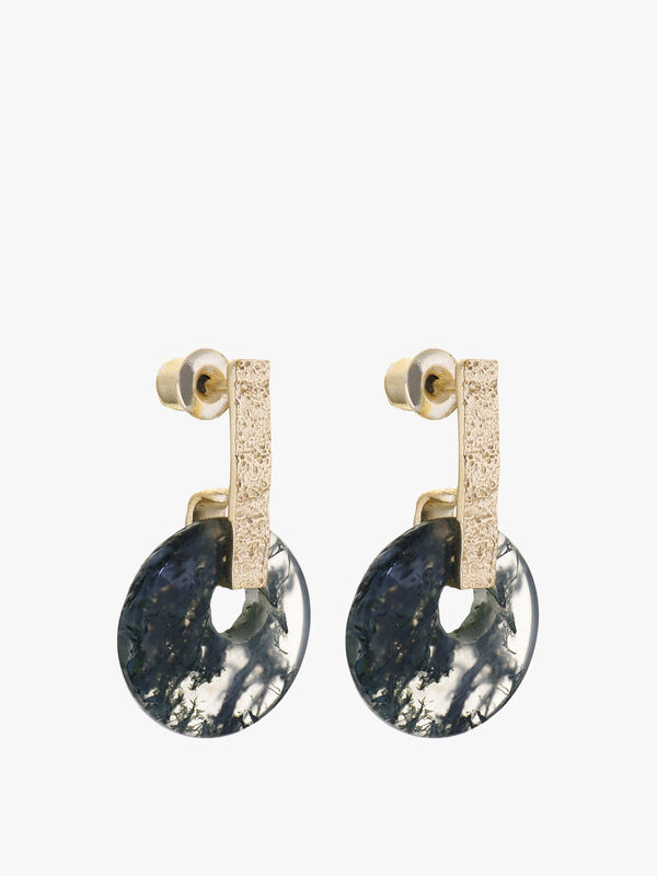 140th Moss Agate Pave Hoop Studs