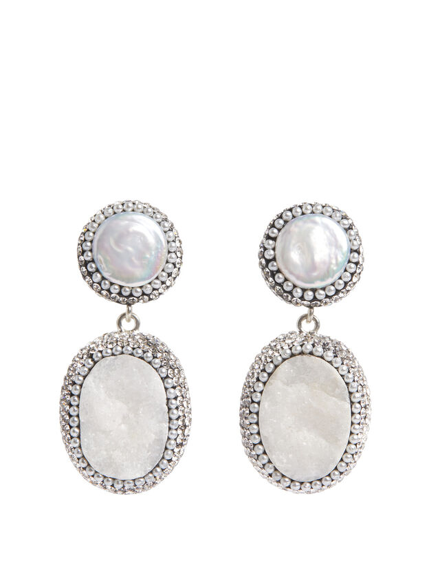 White Chalcedony and Pearl Earrings