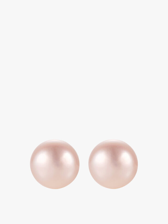 Pink Button Pearl Studs