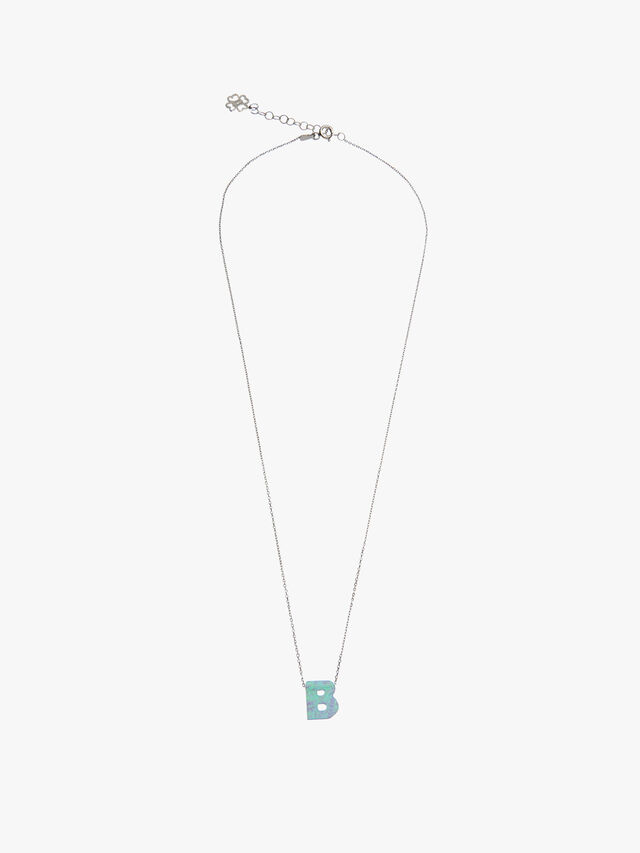 Silver Opal Letter Necklace