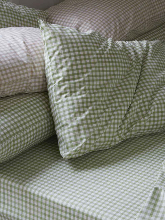 Gingham Cotton Fitted Sheet