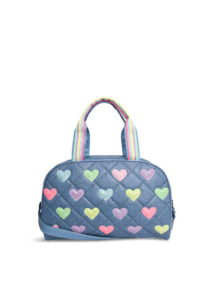 Hearts Denim Medium Duffle Bag
