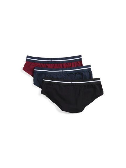 Three Pack Of Stretch Cotton Briefs With Logo Waistband
