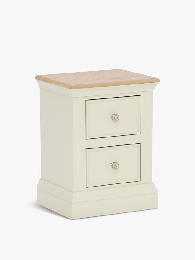 Staithes Mini Bedside Table, Oak and Ecru