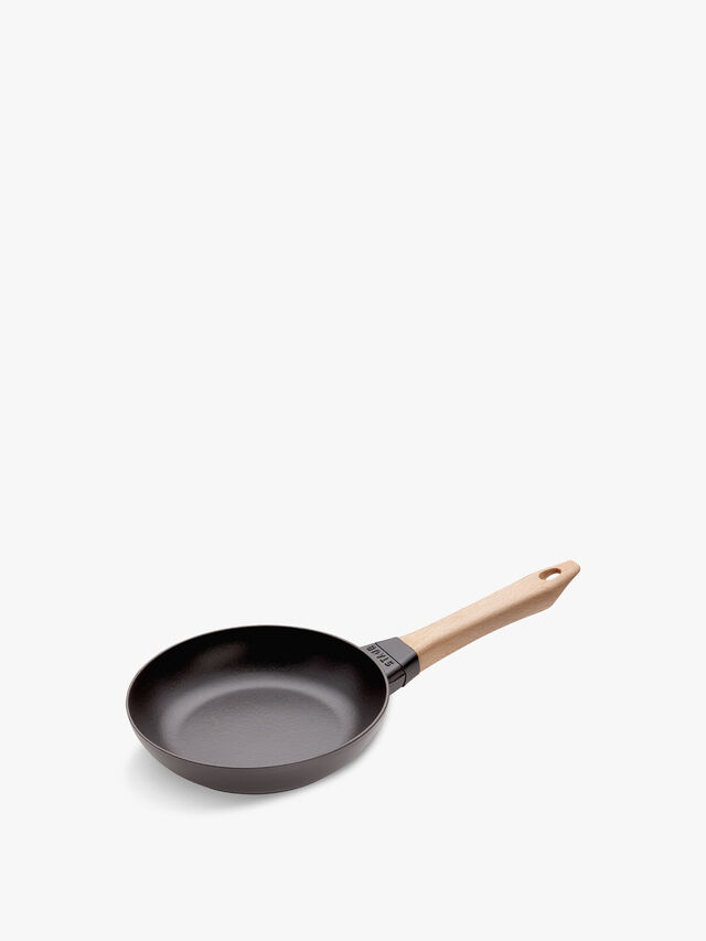 Cast Iron Frying Pan with Wooden Handle