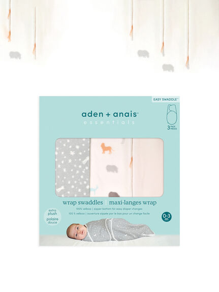 Easy swaddle wrap 1.5 TOG 3 pack wild prairie Velboa (0-3 months)