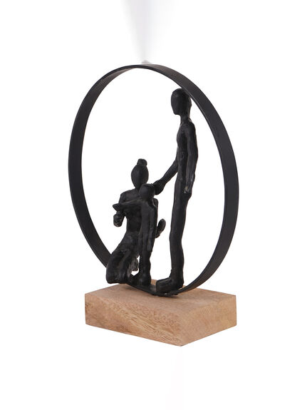 Family Bond Sculpture on Wooden Stand