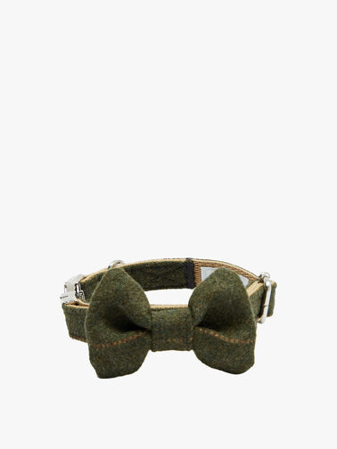 Green Tartan Harris Tweed Dog Collar Medium