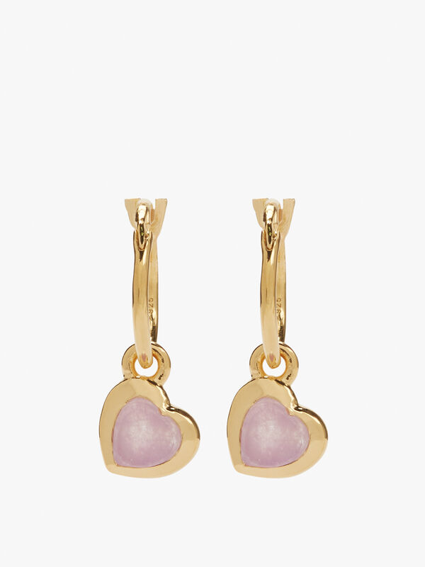 Jelly Heart Gemstone Hoop Earrings