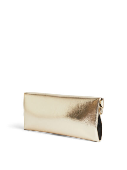 Metallic Flap Small Clutch Bag Gold