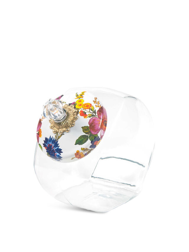 Cookie Jar with Flower Market Enamel Lid - White