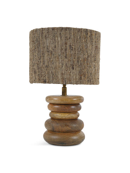 Leon Solid Wood Table Lamp with Silk Jute Shade Small
