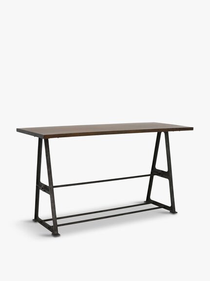Bowery Bar Table, Coffee Brown and Rustic Black