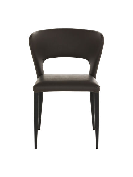 Rin Dark Grey Faux Leather Open Back Dining Chair
