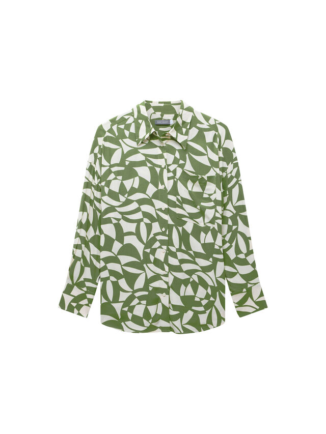 Green Geo Print Shirt