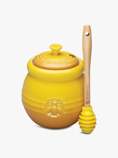 Stoneware Honey Pot and Dipper Dijon