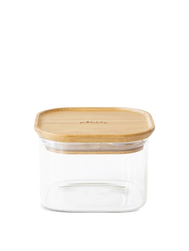 Square Tall Glass Food Storage Container with Bamboo Lid 500ml