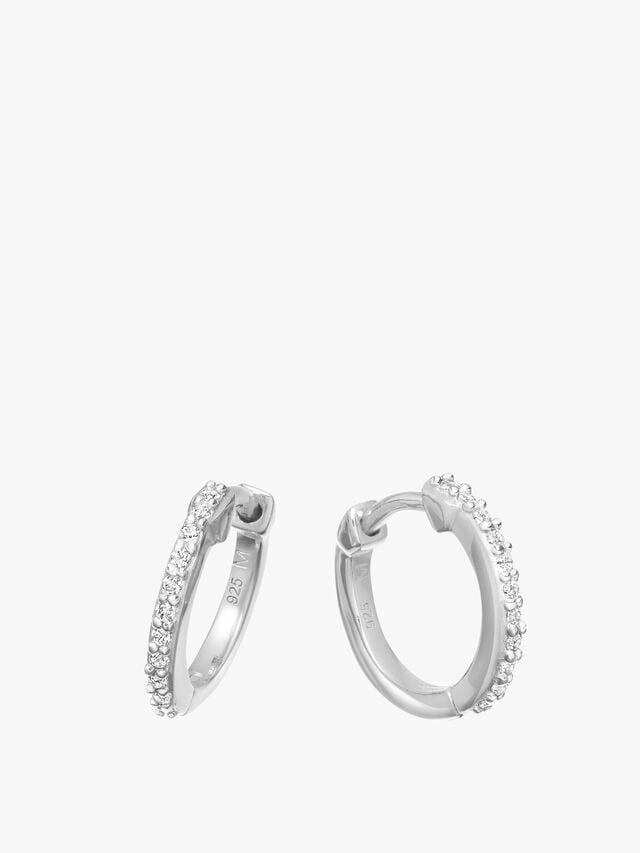 Silver Pave Hinged Hoops