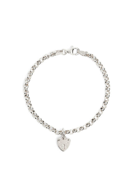 Small Silver Padlock Heart on Belcher Chain Bracelet