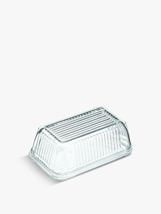 Glass Embossed Vintage Style Butter Dish