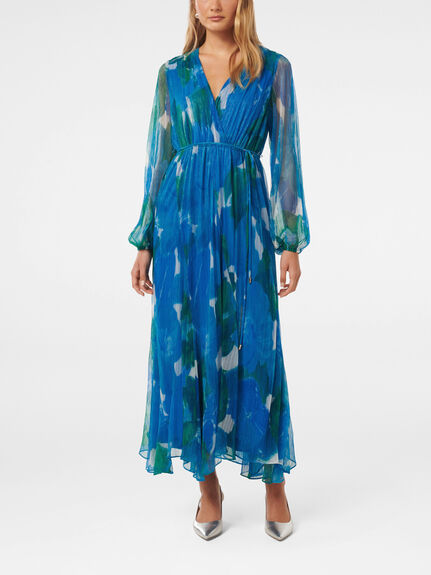 August Printed Plisse Midi Dress