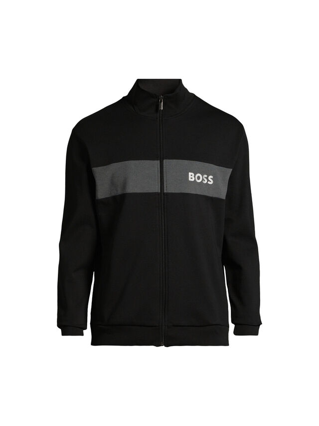 Cotton Blend Zip Up Jacket With Embroidered Logo