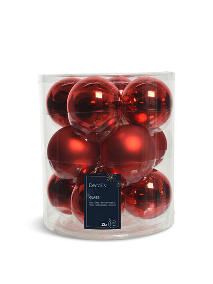 Baubles Glass Red Multipack