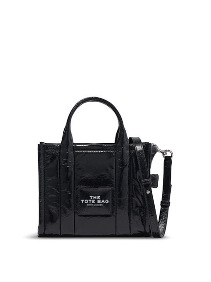 The Shiny Crinkle Leather Small Tote Bag Black