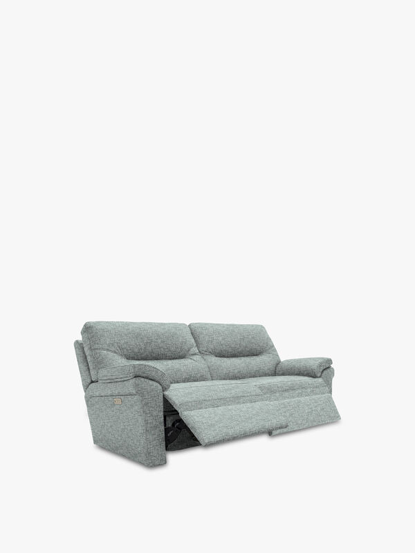 Seattle 3 Seater Double Power in Remco Light Grey Fabric