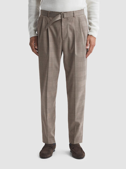 Rail Prince Of Wales Check Belted Trousers