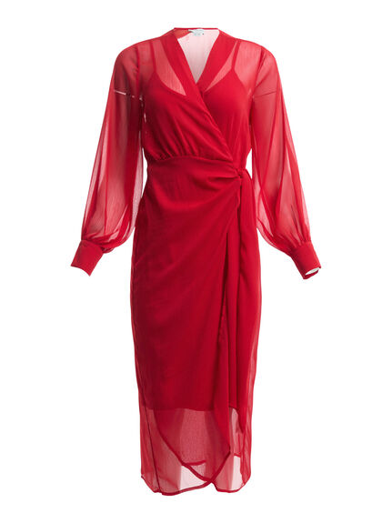 Red Sheer Midi Vienna Dress