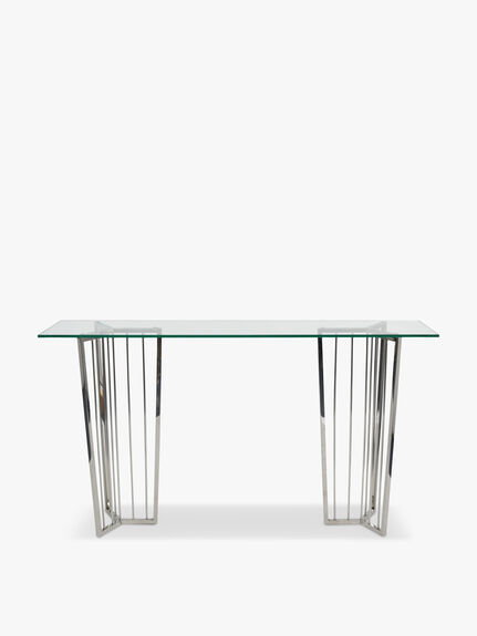 Abington Stainless Steel Frame and Clear Glass Console Table