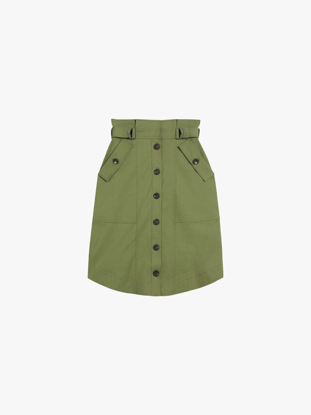 SIYANNE Paperbag Button Through Midi Skirt
