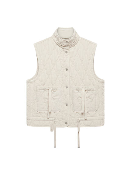 Cream Washed Quilted Gilet