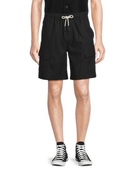 Black Cargo Linen Shorts