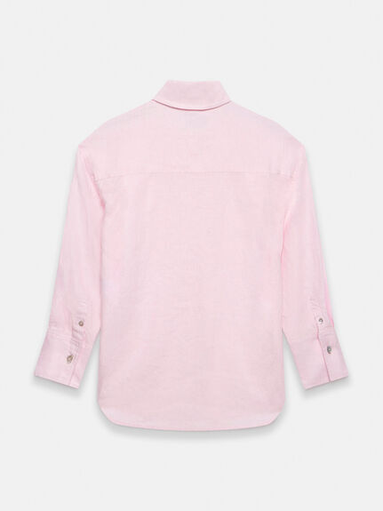 Pink Linen Long Sleeve Shirt
