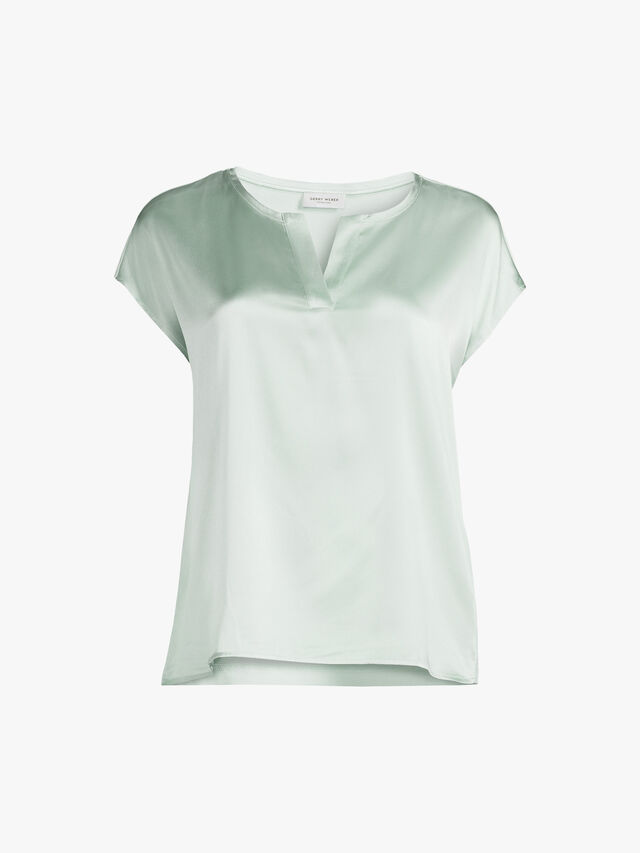 Short Sleeve V Neck Silk Front T-Shirt