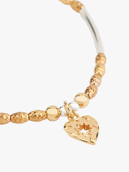 Gold And Silver Star Heart Bracelet
