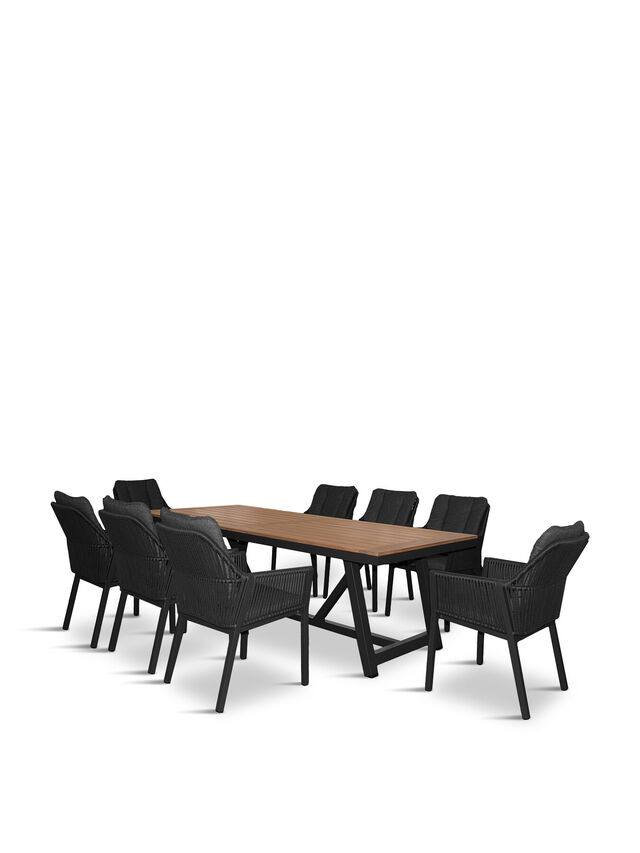 San Marino Teak Rectangle Table with 8 Deluxe Chairs